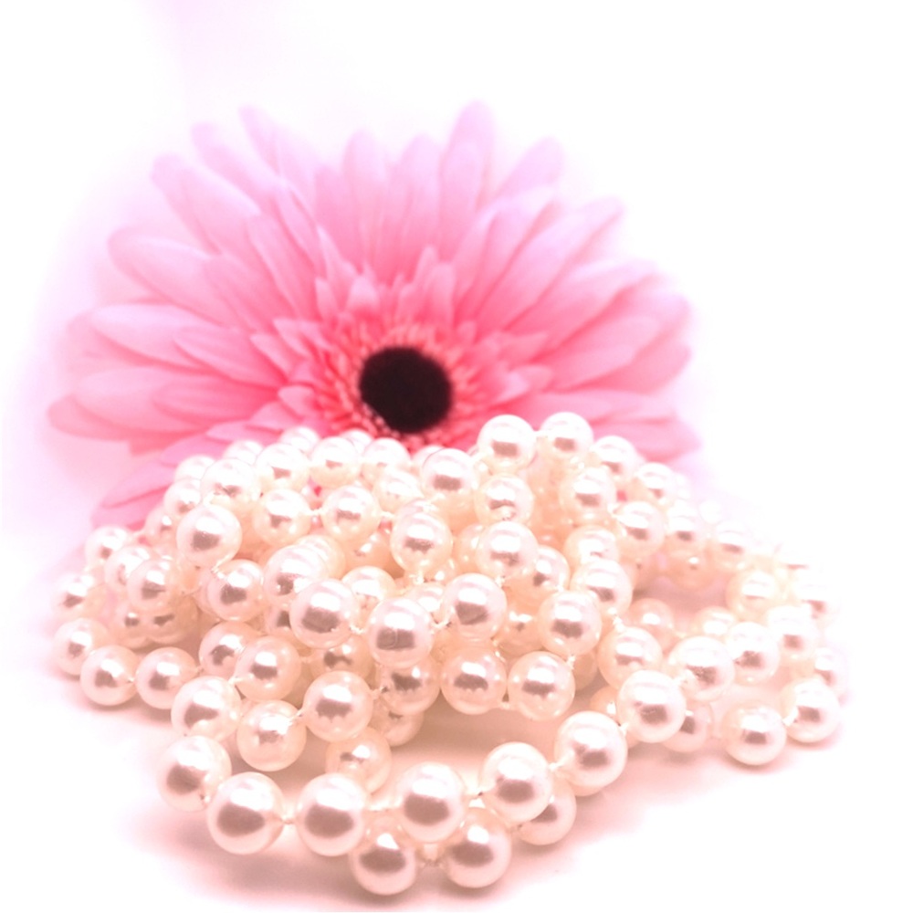 8MM white Pearl continuous Necklace 70”